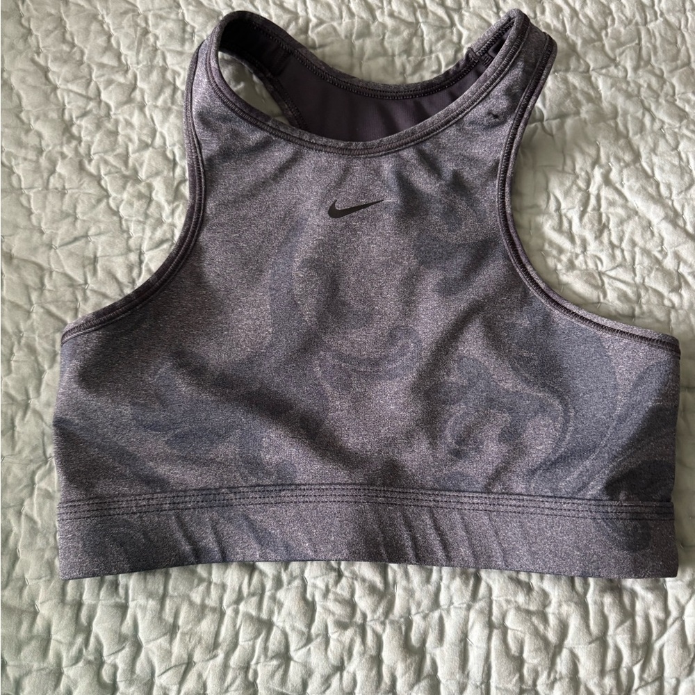 Nike Heather Gray High-Neck Racerback Sports Bra